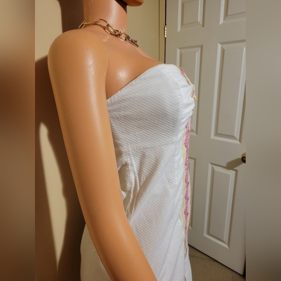 Lilly pulitzer White strapless zip up front dress si6. - Picture 5 of 11